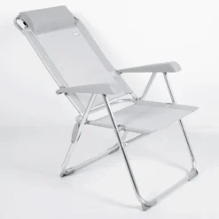 AKTIVE - Chaise Pliante Haute Avec Dossier Haut Réglable 5 Positions, Gris -Kit Camp Aventure Magasin aktive chaise pliante haute avec dossier haut reglable 5 positions gris 2