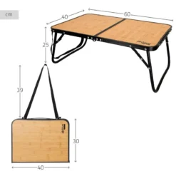 AKTIVE - Table De Camping Pliante Effet Bambou, 60x40x25 Cm -Kit Camp Aventure Magasin aktive table de camping pliante effet bambou 60x40x25 cm 3