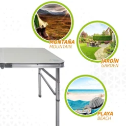 AKTIVE - Table Pliante Avec 2 Tabourets Et Poignée De Transpor, Gris -Kit Camp Aventure Magasin aktive table pliante avec 2 tabourets et poignee de transpor gris 3
