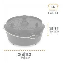 Petromax Dutch Oven FT6-6QT (avec Pieds) Ensemble - Poêle + Sac De Rangement + -Kit Camp Aventure Magasin petromax dutch oven ft6 6qt avec pieds ensemble poele sac de rangement 2
