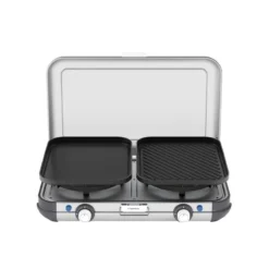 Campingaz Réchaud De Camping à Gaz 2 Feux Camp & Grill - Plancha, Grill Et Wok -Kit Camp Aventure Magasin rechaud de camping a gaz 2 feux camp and grill plancha grill et wok 3
