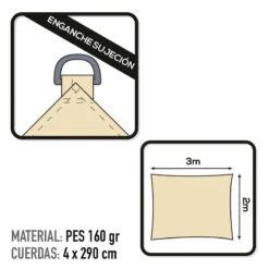 Voile D'ombrage Rectangulaire Aktive Garden Couleur Crème 6 Voile D'ombrage Rectangulaire Aktive Garden Couleur Crème -Kit Camp Aventure Magasin voile dombrage rectangulaire aktive garden couleur creme 2